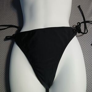 RELLECIGA black XXLCheeky High Cut Tie Thong Brazilian Bikini Bottom NWT